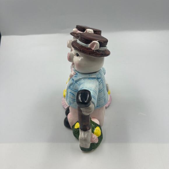 Vintage Ceramic Dressed Pigs Decorative Teapot Set Mr & Mrs Pig Fairytale - Picture 7 of 10